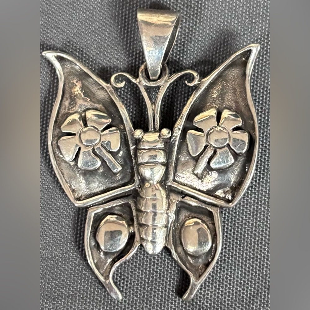 Sterling Silver Butterfly Pendant Necklace - Silver